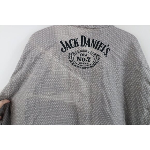 Jack Daniels x Wrangler Mens 2XLT Spell Out Diamond Western Cowboy Button Shirt - Picture 15 of 16